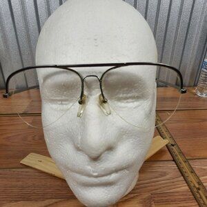 Vintage Logo Paris Silver Metal Aviator Eyeglass Frames Rimless Design